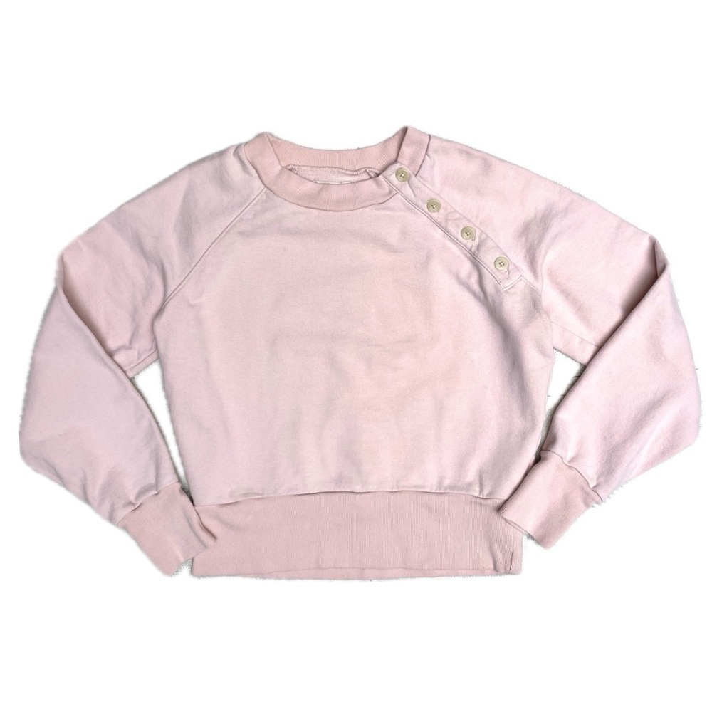Mile(s) by Madewell Pink Crew Neck Side Button Sweatshirt Small